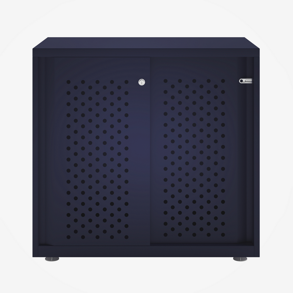 Perforated Metal Cabinet for Offices in Oxford Blue | Bisley Glide